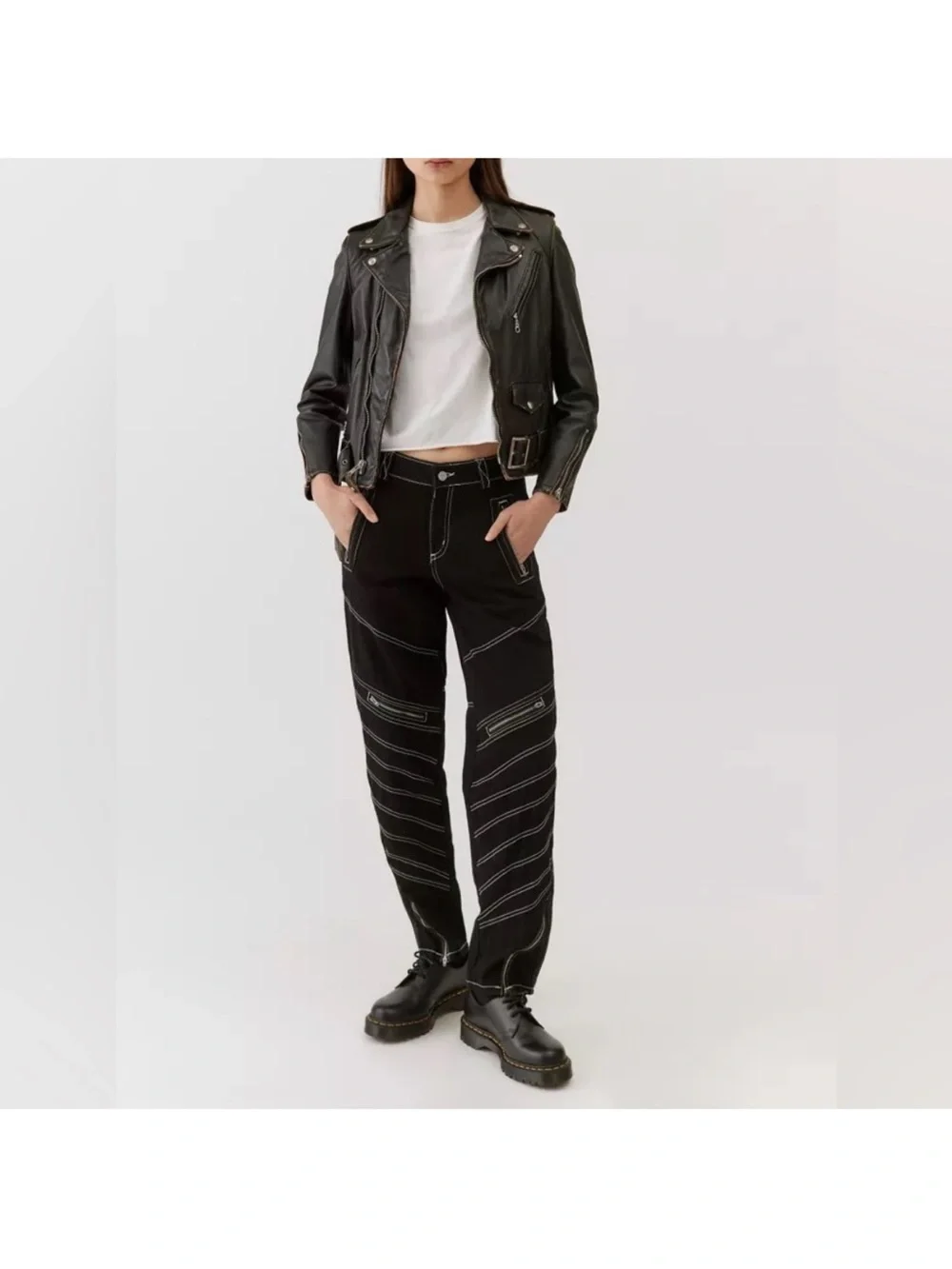 BDG Black Pants with White Contrast Stitching Detail